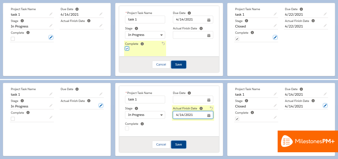 Date shifting salesforce projects with duration milestones pm use 